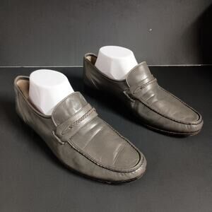 HANOVER Gray Leather Slip On Loafer Dress Shoes SZ 8.5